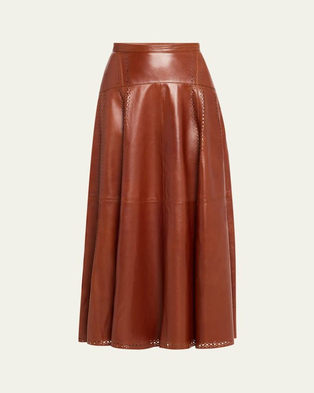 Aninda Leather Midi Skirt